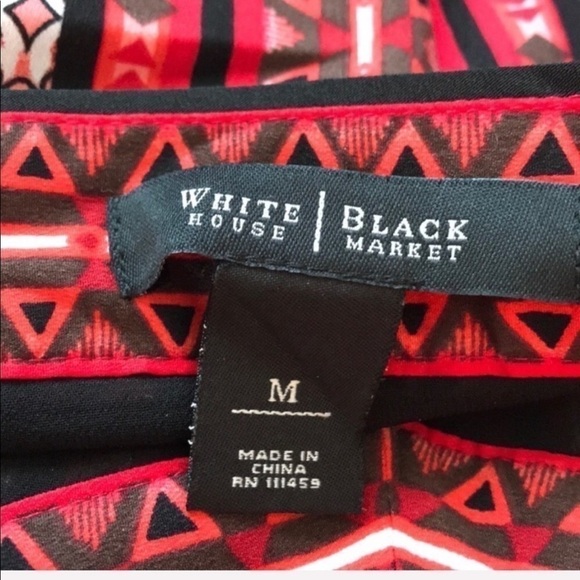 WHBM Red Labyrinth Print Chemise Dress Aztec Medium Tie Waist Cocktail Wedding - Picture 7 of 8